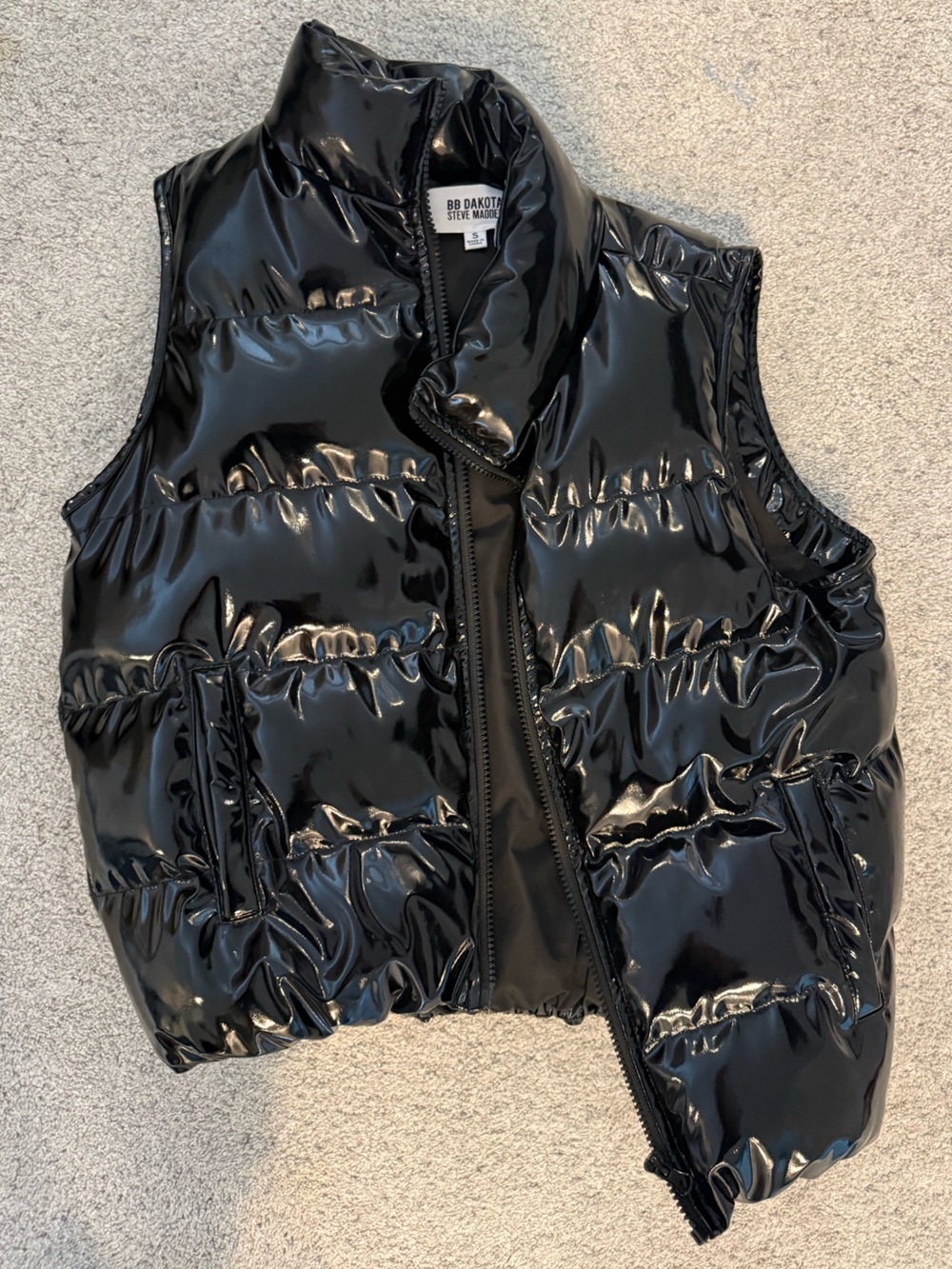 BB Dakota Black Shiny Puffer Vest